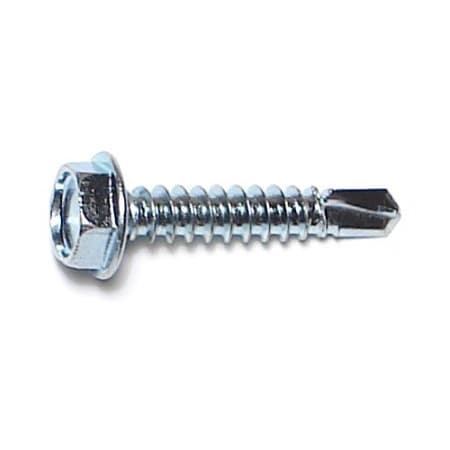 Self-Drilling Screw, #10 X 1 In, Zinc Plated Steel Hex Head Hex Drive, 30 PK